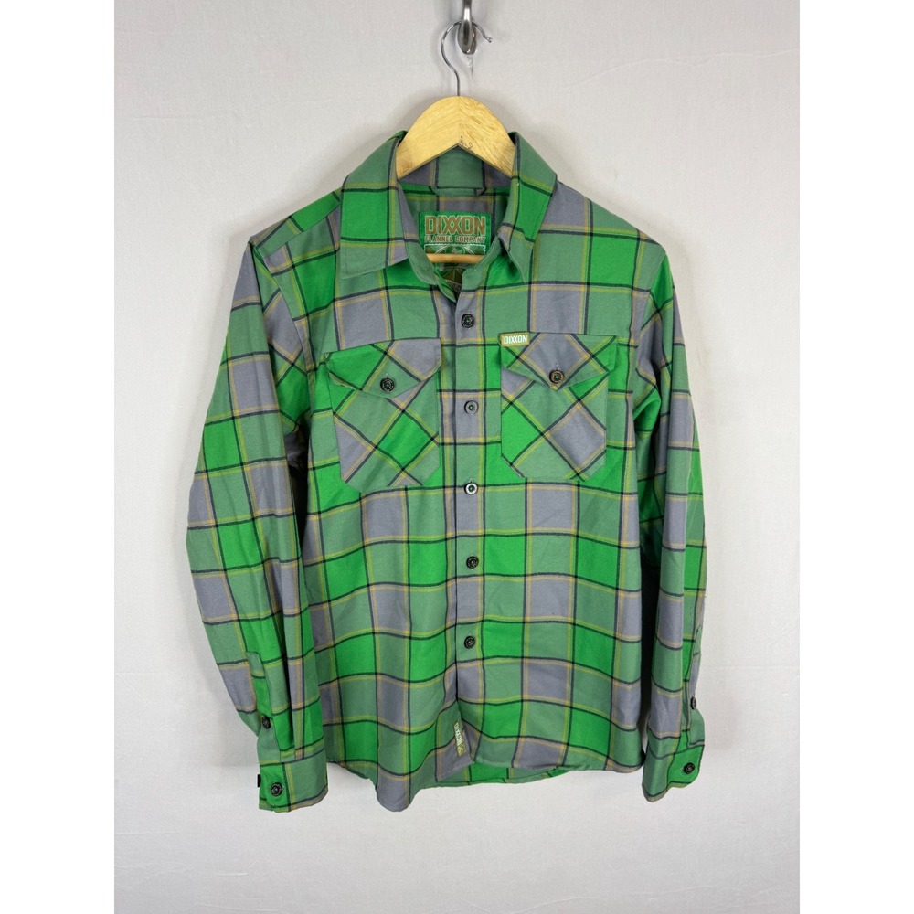 Dixxon Flannel Co The Auld Pub Green Grey Plaid D-Tech Shirt Mens XS